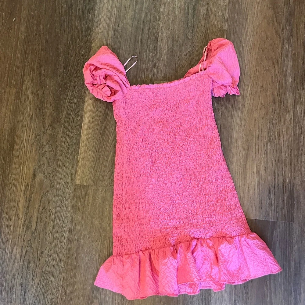 Pink Ruffled Mini Dress - Picture 3 of 4